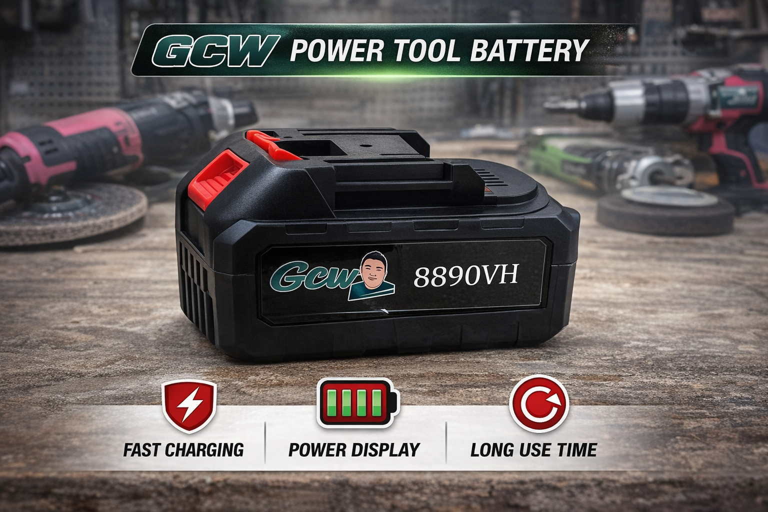 GCW 8890VH Power Tool Battery Fast Charging • Power Display • Long Use Time