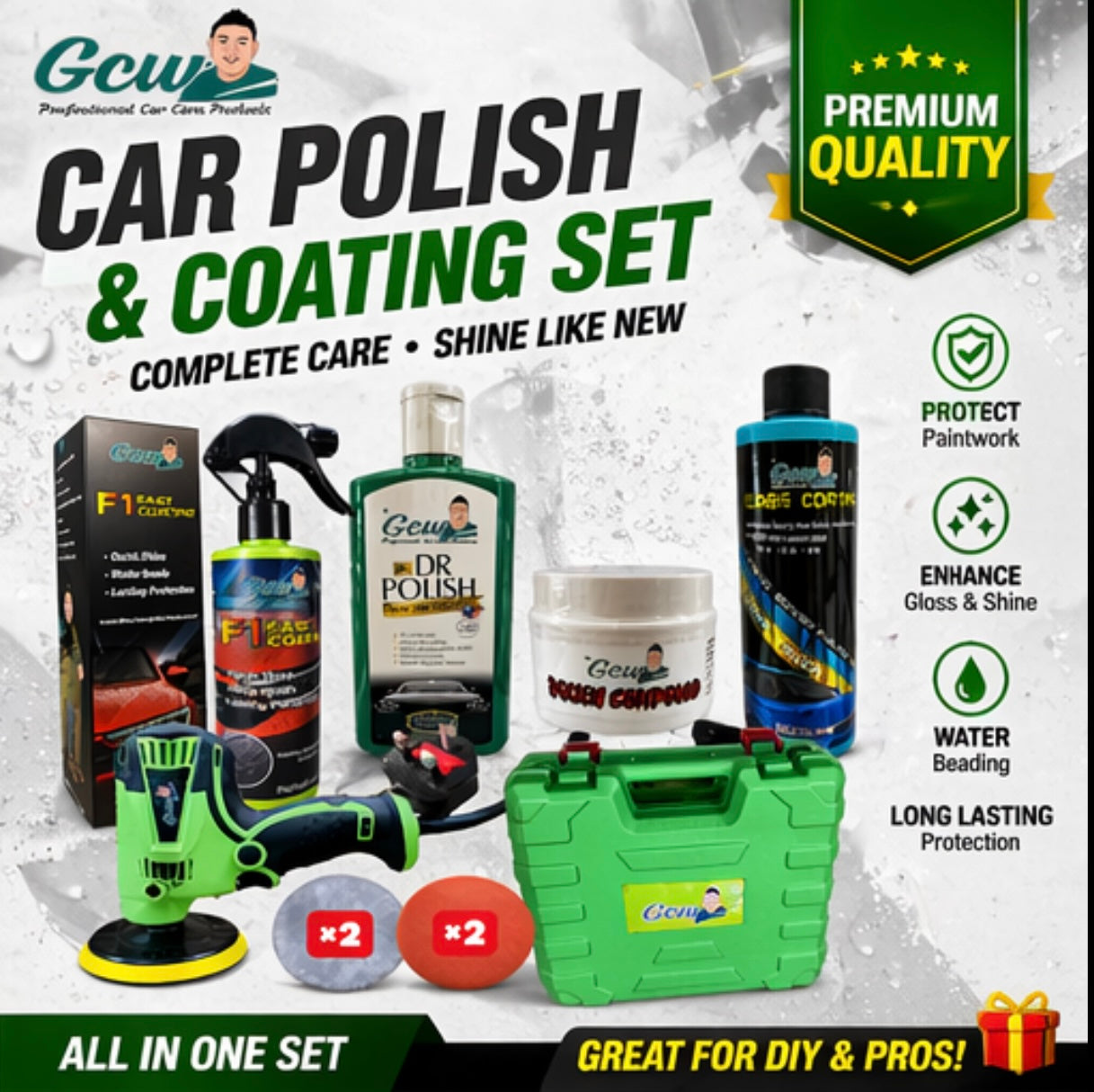 GCW(SET7）CAR BODY POLISH AND GLASS COATING FREE 900W BOX MECHINE