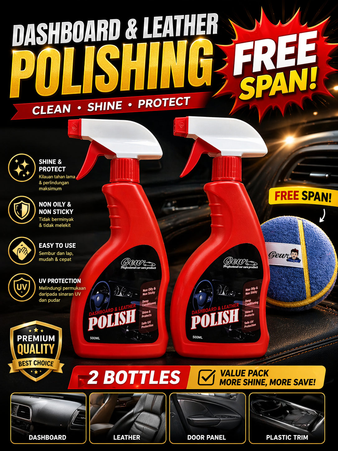 GCW Dashboard and leather Polishing set