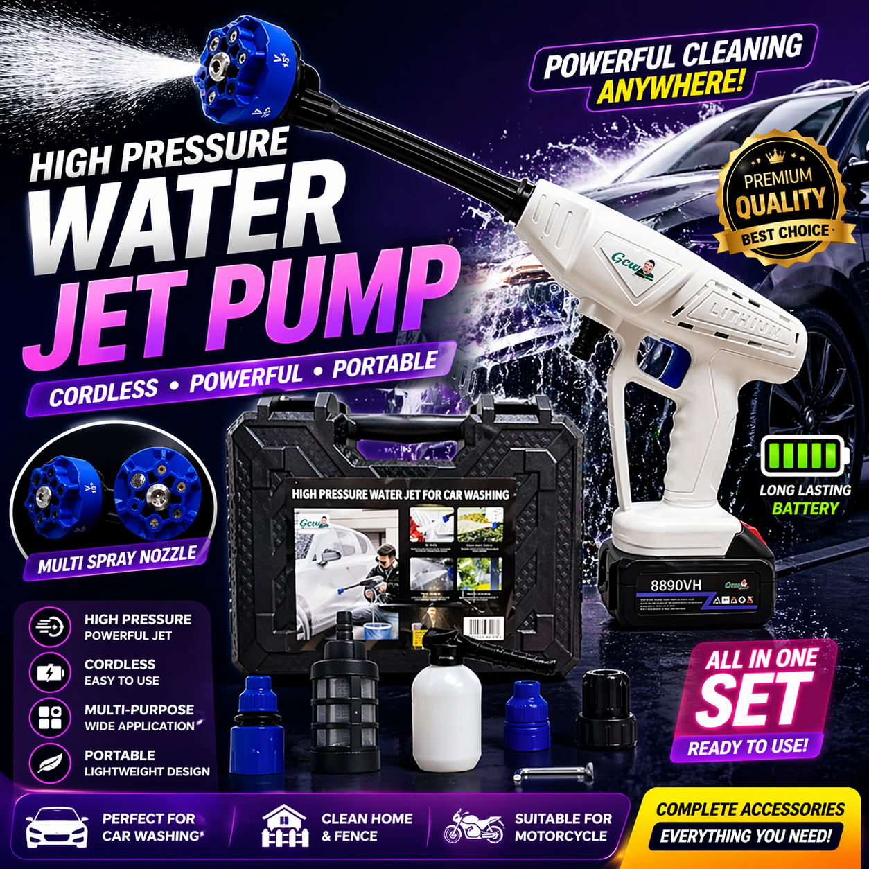GCW Cordless High Pressure Car Washing Spray Gun