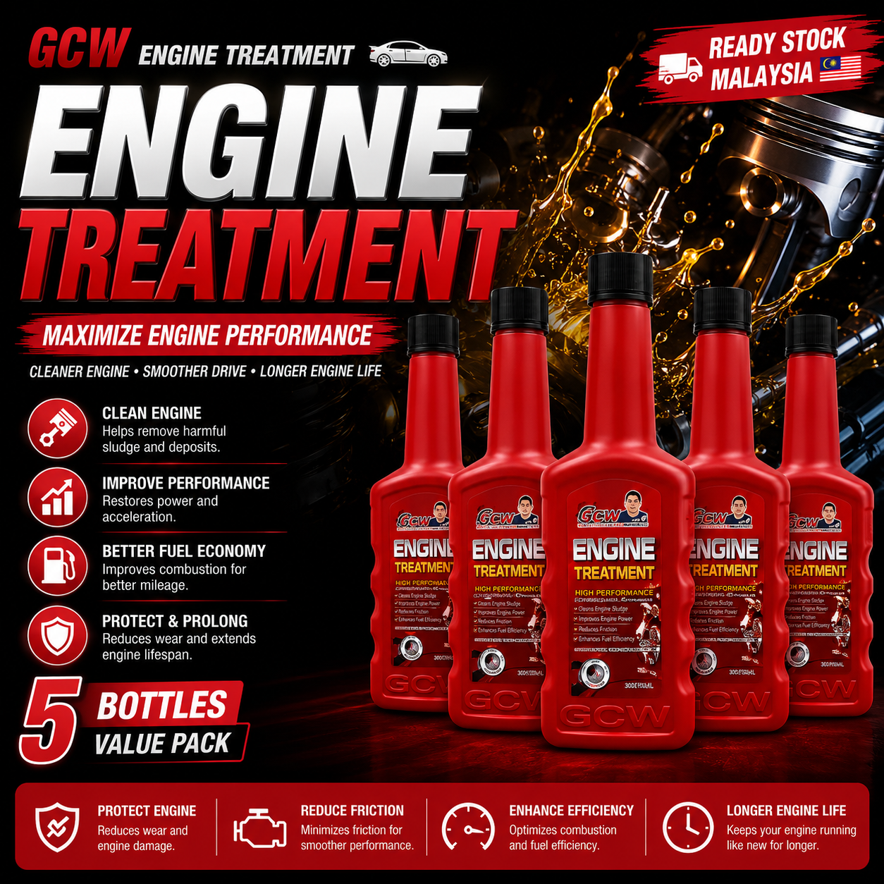 GCW AUTOMOTIVE  ENGINE TREATMENT ✖️5