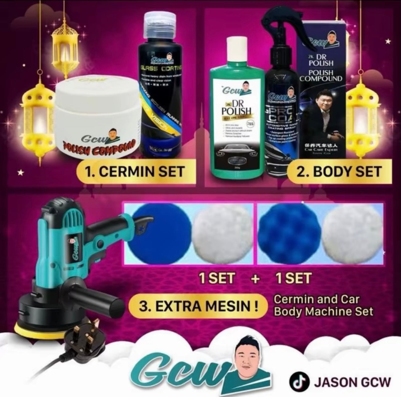 GCW(SET POLISH)CAR POLISH MESIN SET |SCRATCH REMOVE | CAR BODY COATING & WINDSCREEN POLISH SET♥️FREE MECHINE♥️